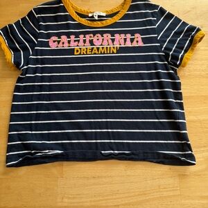 Striped Navy Crop Top with Yellow Accents